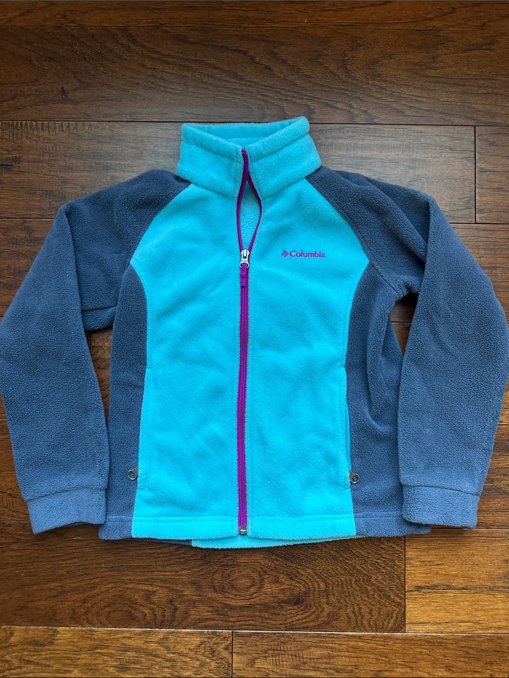 Columbia Turquoise, Blue & Purple Full-Zip Fleece Jacket
